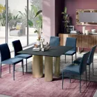 Mesa Quadrada Fixa em Laminado e Aço Fabricado na Itália - Tesoura Viadurini