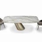 Mesa Retangular Fixa em Aço e Cerâmica Made in Italy - Calças Viadurini