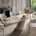 Mesa Retangular Fixa em Aço e Cerâmica Made in Italy - Calças Viadurini