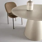 Mesa redonda fixa para quatro pessoas com base em MDF e tampo de vidro opaco - Lumen Viadurini