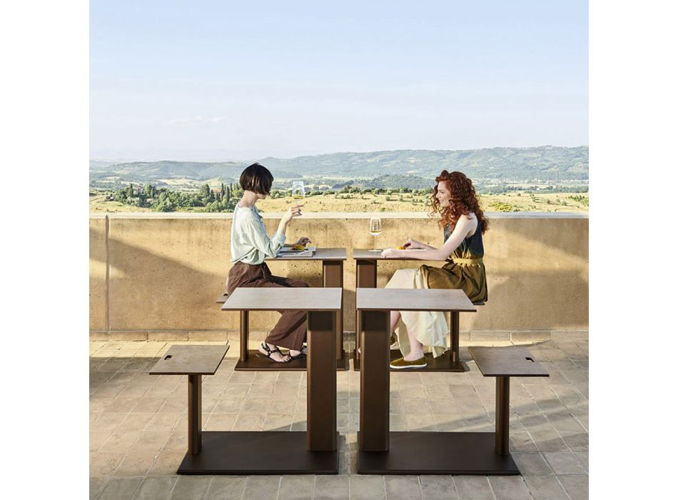 Mesa de jardim com assento de alumínio Made in Italy - Plinto by Varaschin Viadurini