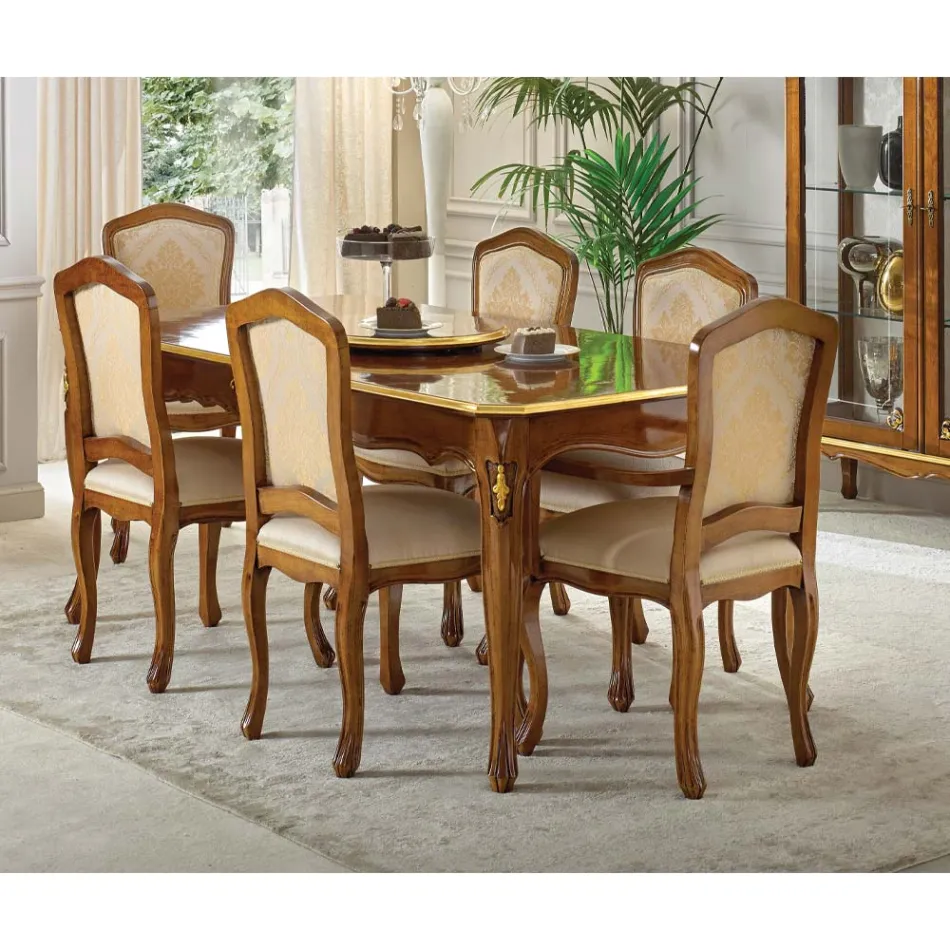 Mesa Extensível de Madeira 280 cm Estilo Clássico Feito na Itália - Majestade Viadurini