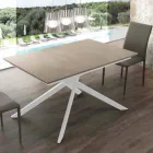 Mesa de madeira extensível até 190 cm com base cruzada de Lecce Viadurini