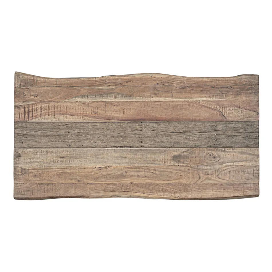 Mesa em Madeira de Acácia com Inserto Reciclado e Aço Homemotion - Zalma Viadurini