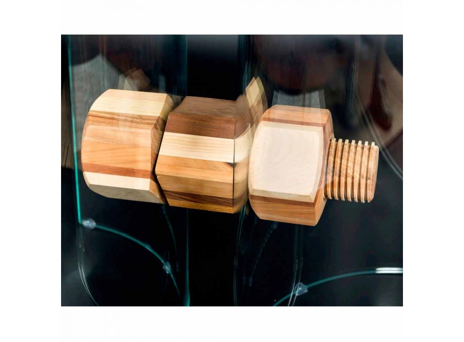 em madeira de oliveira e mesa de vidro Portofino square shape Viadurini