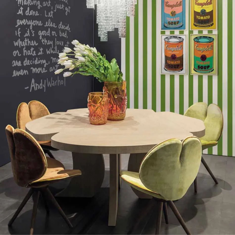 em mesa de carvalho escovado com acabamento em cera Andy Viadurini