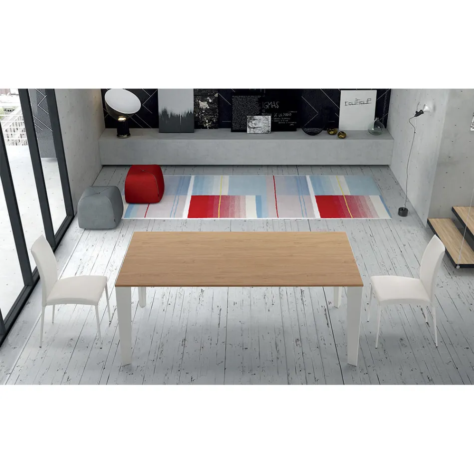 Mesa de madeira folheada extensível até 325 cm Fabricado na Itália – Anos Setenta Viadurini