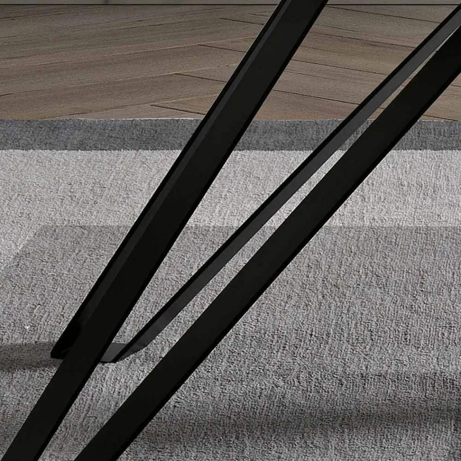 Mesa em Folheado de Freixo Carvão e Metal Made in Italy - Meluso Viadurini