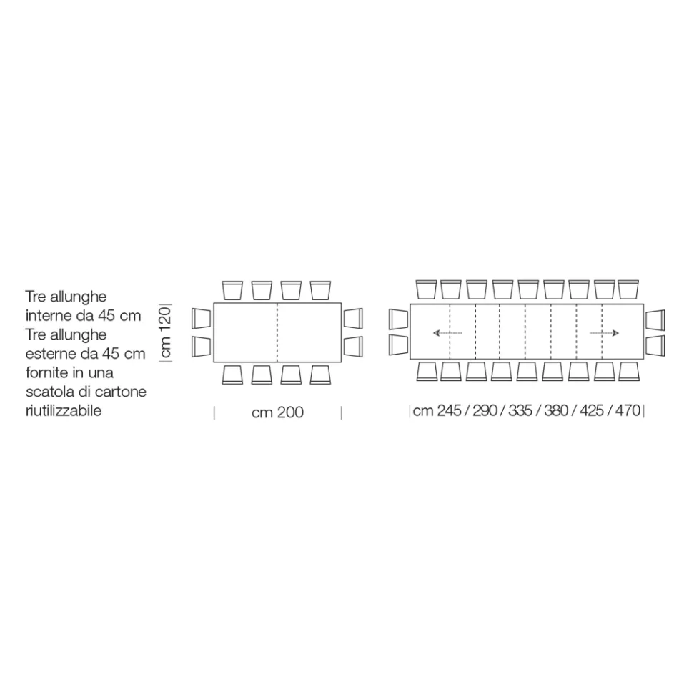 Mesa extensível de madeira laminada até 470 cm Fabricado na Itália – Gordito Viadurini