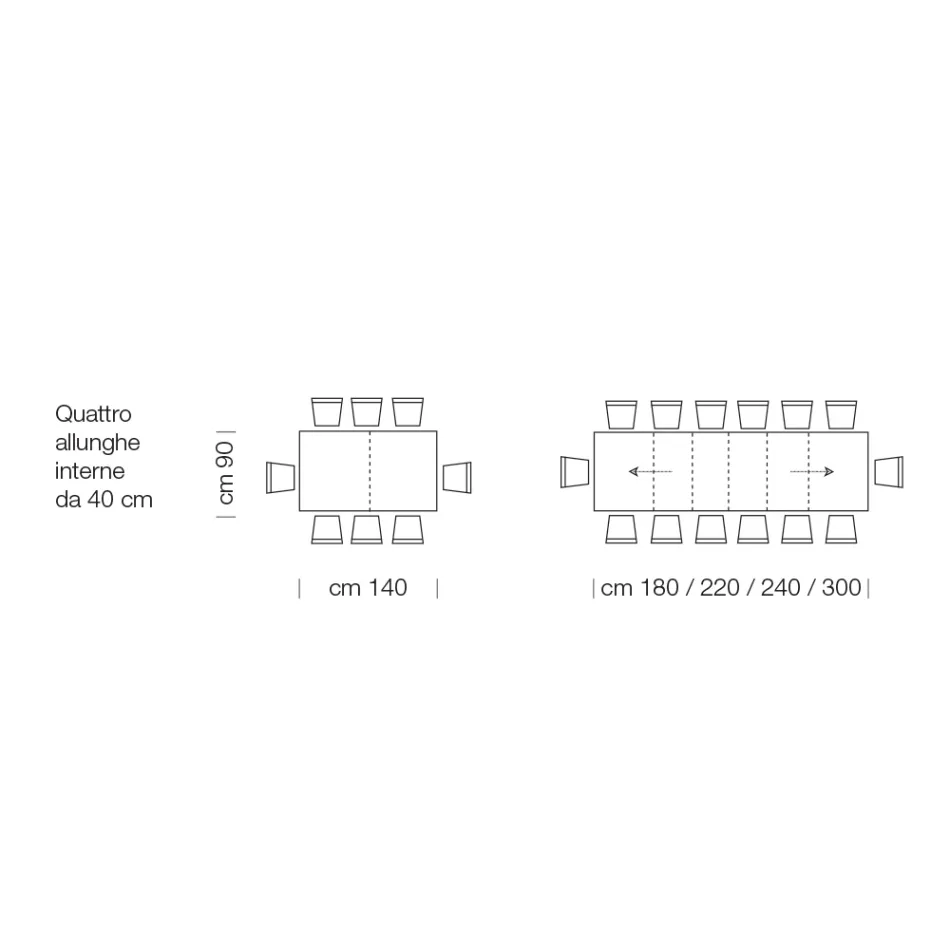 Mesa extensível de madeira laminada até 470 cm Fabricado na Itália – Gordito Viadurini