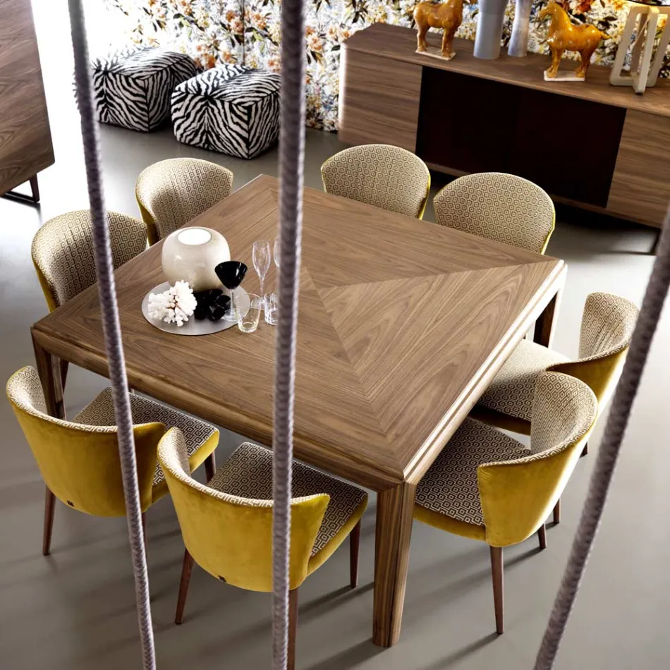 Mesa de madeira maciça de design moderno quadrado Grilli York feita na Itália Viadurini