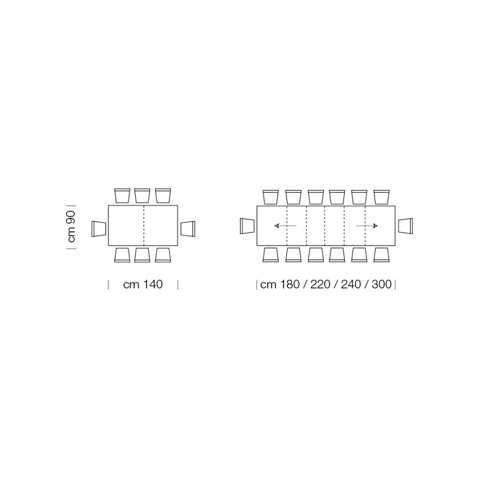Mesa extensível de melamina de madeira até 470 cm Fabricado na Itália – Gordito Viadurini