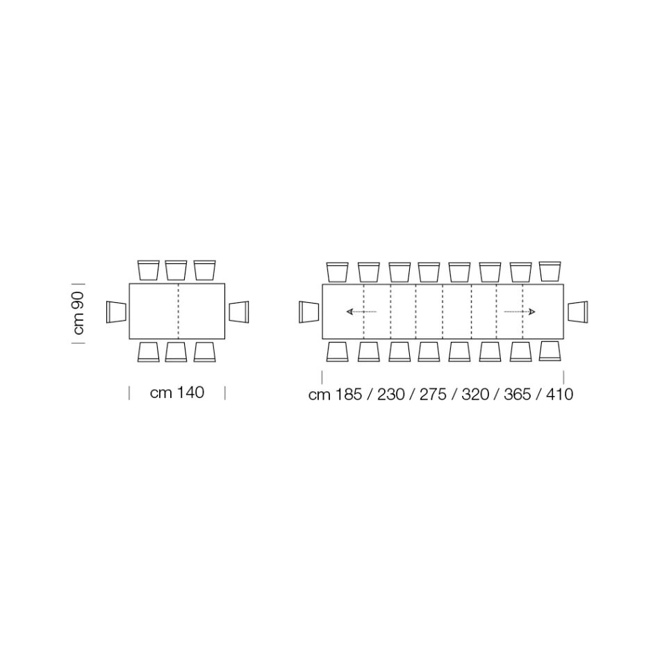 Mesa extensível de melamina de madeira até 470 cm Fabricado na Itália – Gordito Viadurini