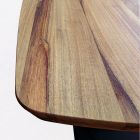 Mesa de madeira de nogueira maciça com base de metal e borda inclinada - Nora Viadurini