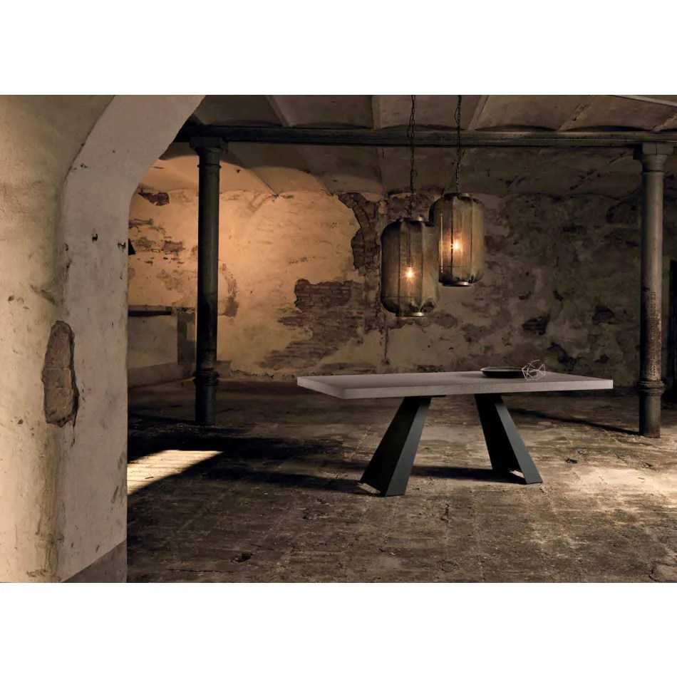 Mesa de carvalho moderna com nós made in Italy Zerba Viadurini