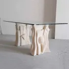 Mesa de pedra com design moderno cristal top Priamo Viadurini