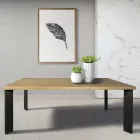 Mesa em Carvalho Masellato Nodoso e Pernas de Metal Made in Italy - Vicente Viadurini