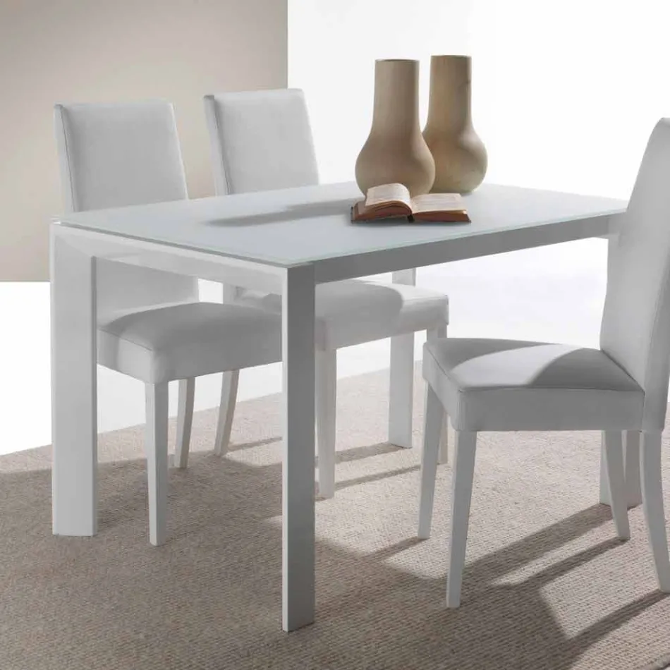 Mesa extensível de vidro temperado com mono estende-se ao livro Phoenix Viadurini