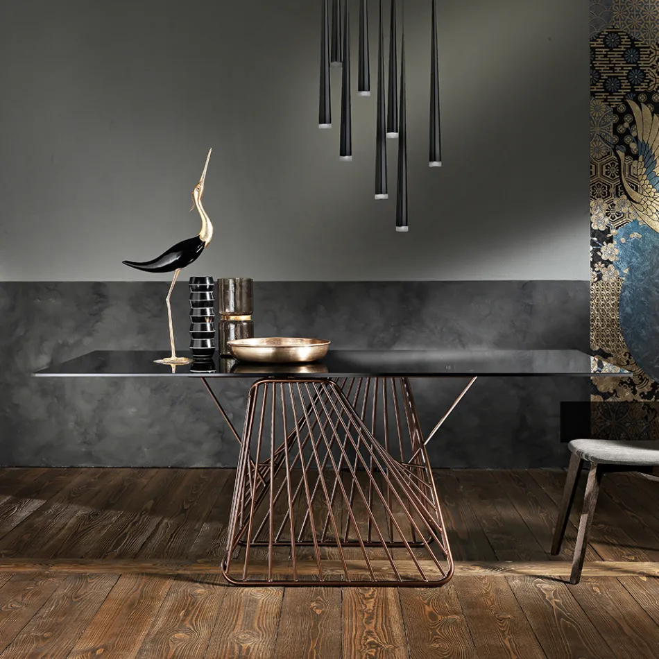 Mesa de design moderno em vidro temperado fabricado na Itália, Mitia Viadurini