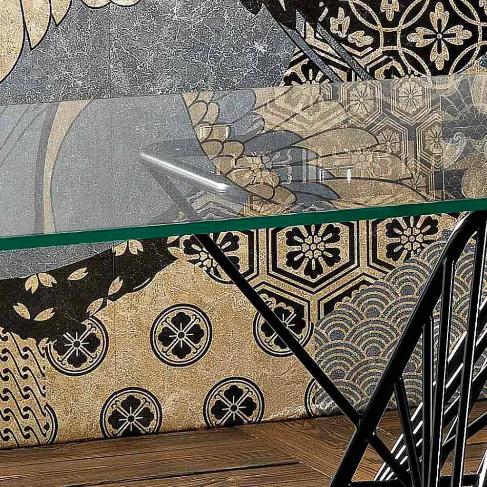 Mesa de vidro temperado de design moderno feita na Itália, Mitia Viadurini