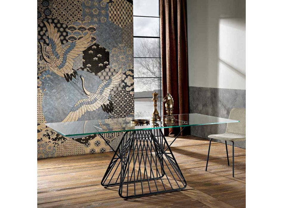 Mesa de vidro temperado de design moderno feita na Itália, Mitia Viadurini