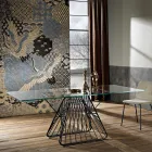 Mesa de design moderno em vidro temperado fabricado na Itália, Mitia Viadurini