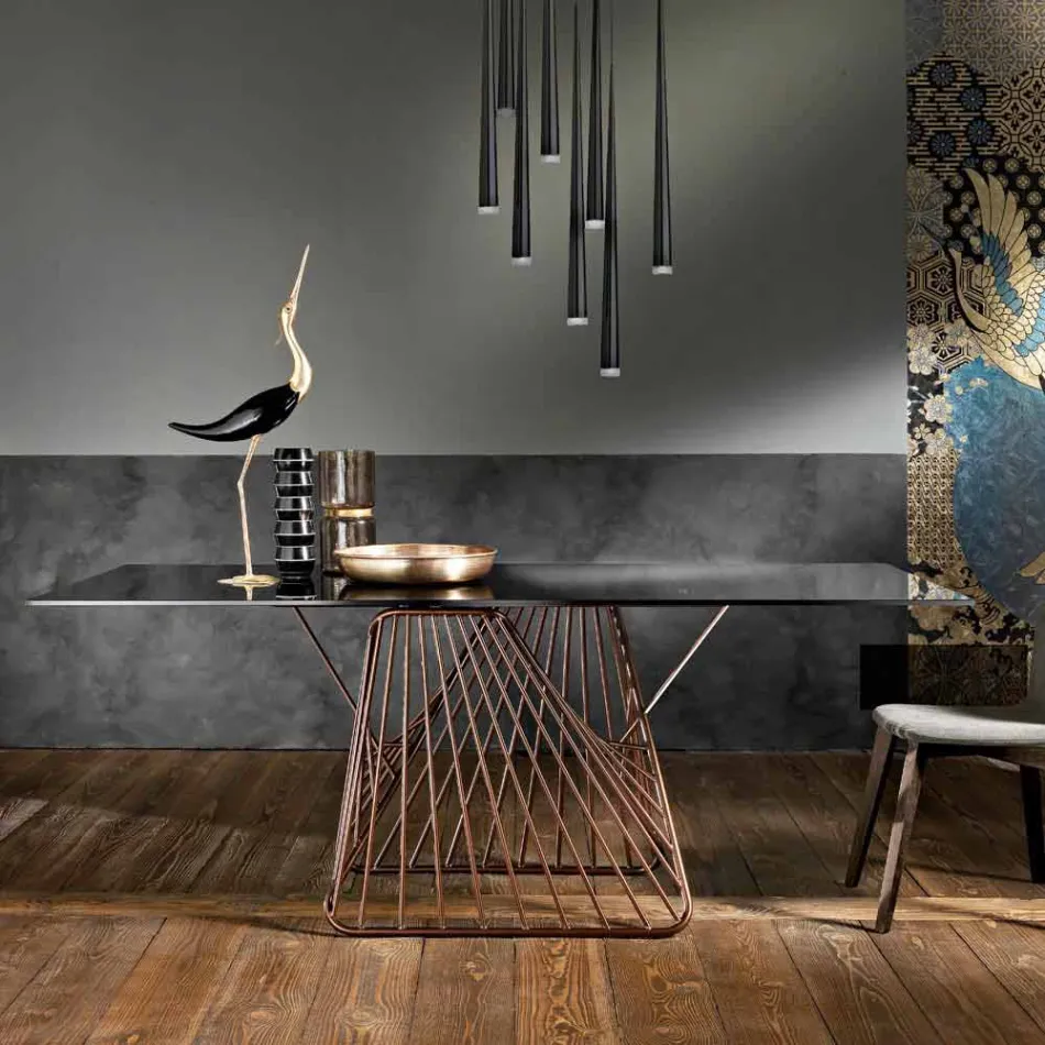 Mesa de vidro temperado de design moderno feita na Itália, Mitia Viadurini