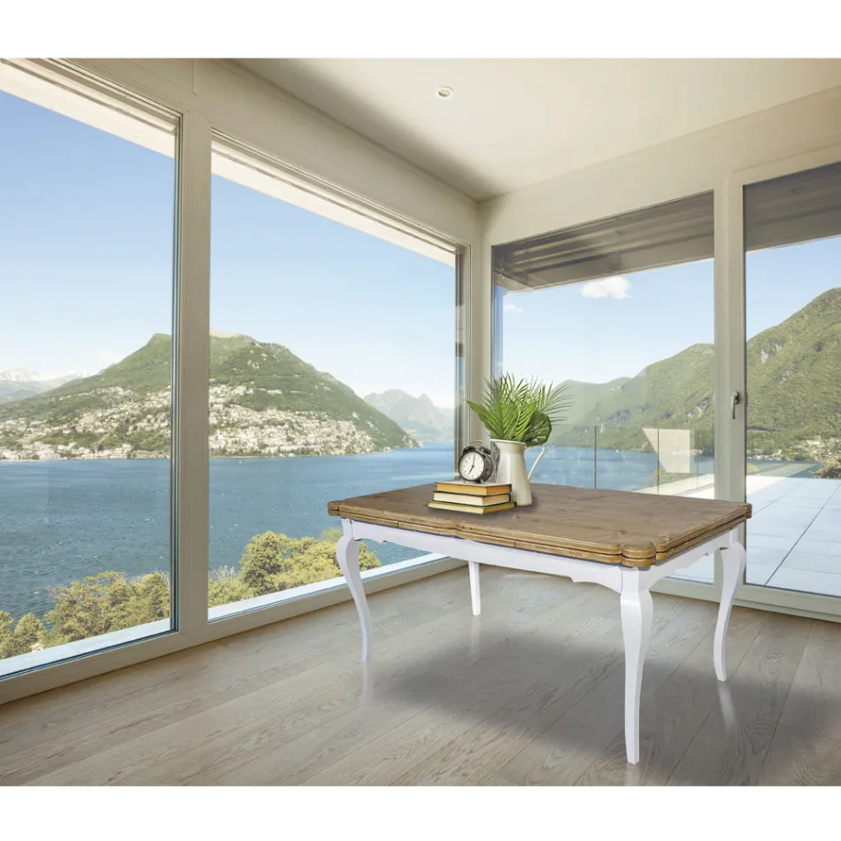 Mesa interna extensível em abeto com cantos moldados fabricado na Itália - Faramir Viadurini