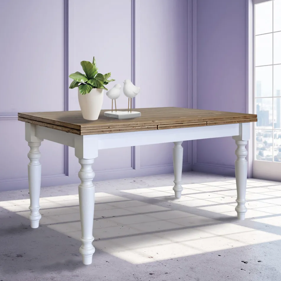 Mesa de estar extensível em abeto nórdico fabricado na Itália - Benidorm Viadurini