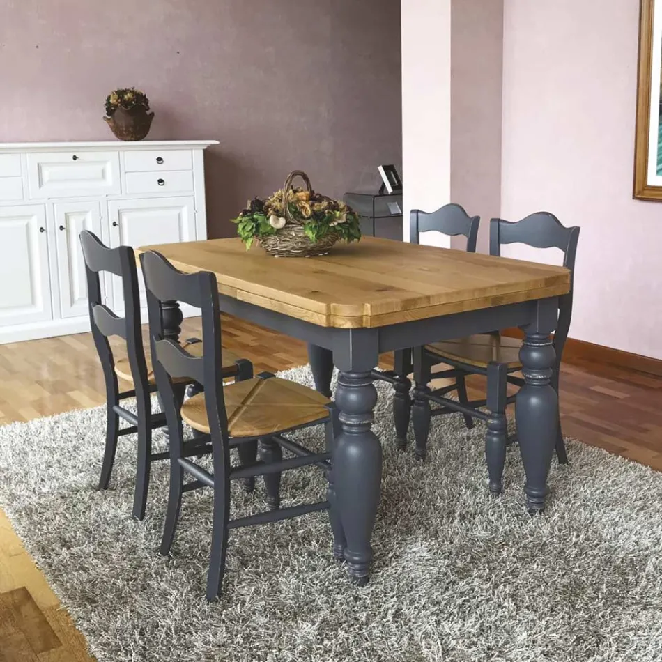 Mesa de estar extensível em carvalho com cantos moldados Made in Italy - Rafael Viadurini