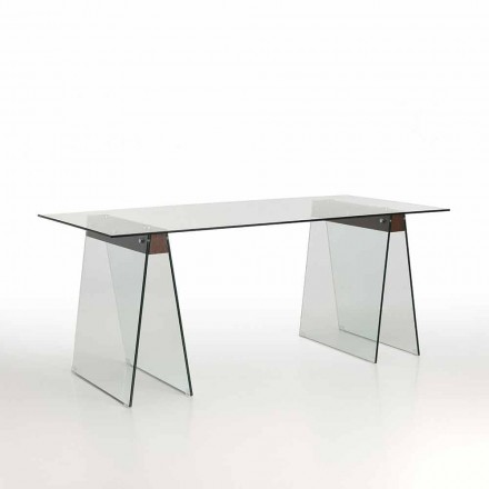 Mesa de estar de design moderno com tampo e base de vidro - Lausanne Viadurini