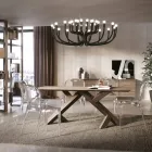 Mesa de estar em nogueira com nó sólida real feita na Itália - Boromir Viadurini