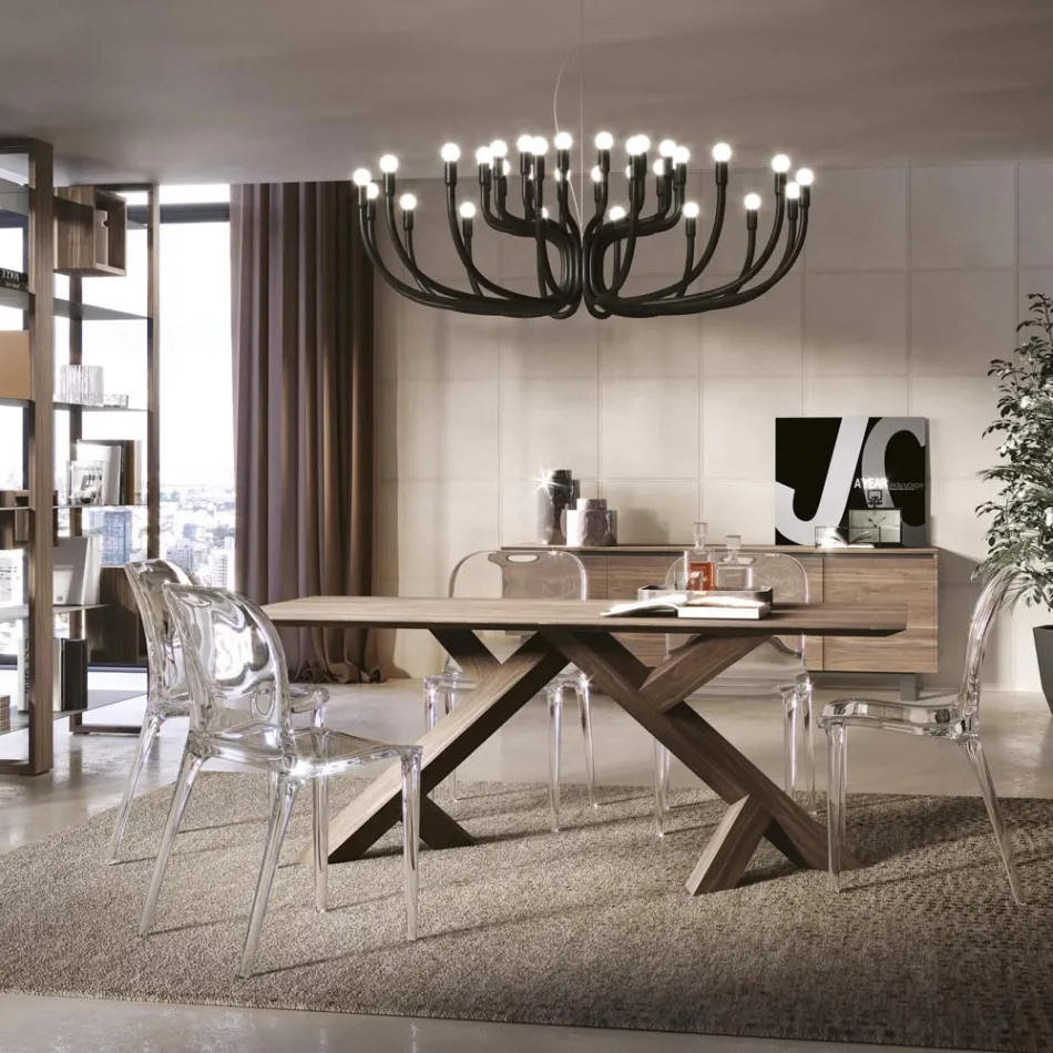 Mesa de estar em nogueira com nó sólida real feita na Itália - Boromir Viadurini