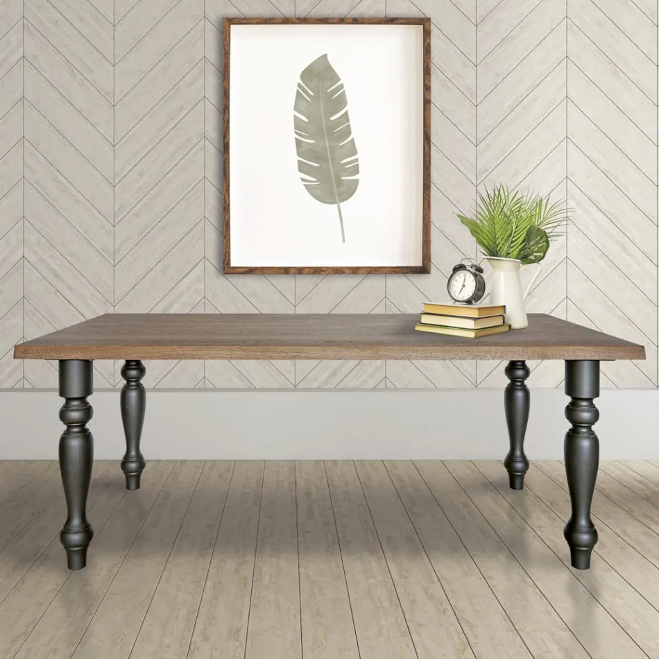 Mesa de estar revestida em carvalho maciço fabricado na Itália - Geolier Viadurini