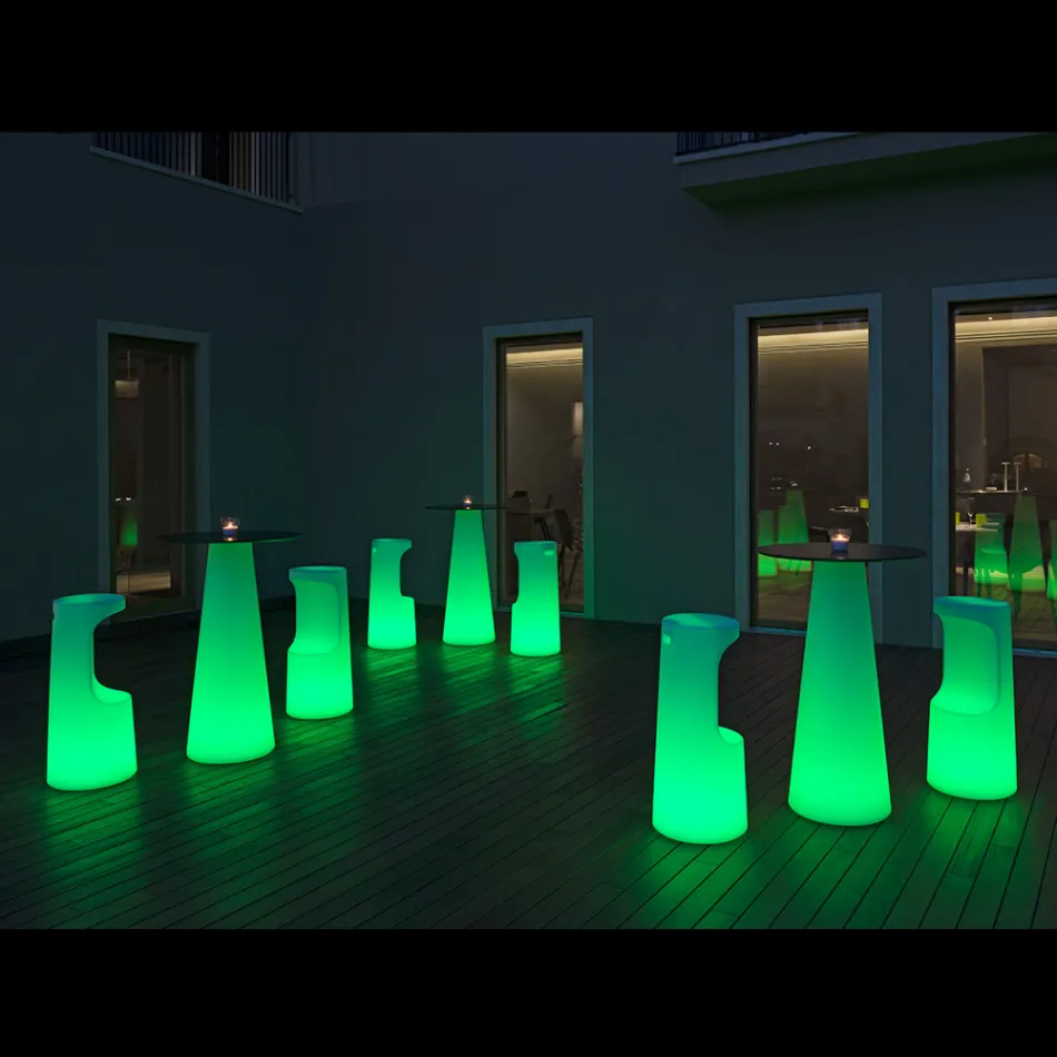 Mesa externa alta luminosa com LED em Hpl e polietileno fabricada na Itália - Forlina Viadurini