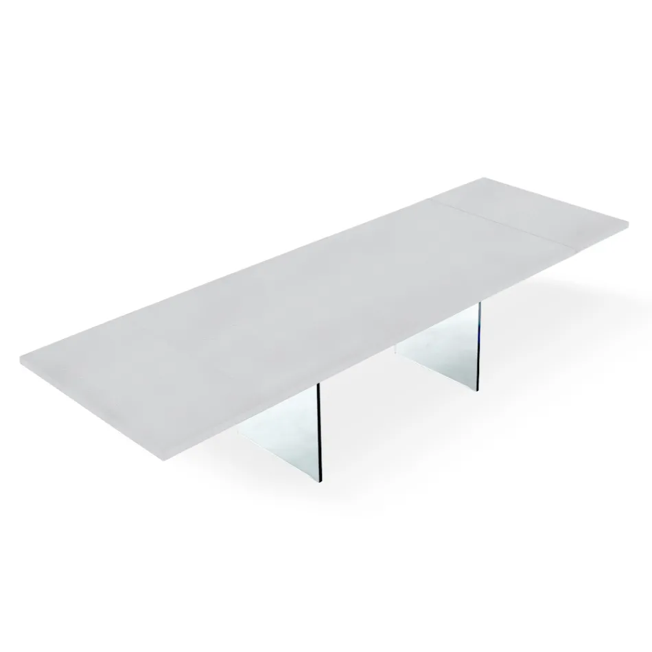 Mesa extensível moderna até 300 cm em laminado e vidro fabricado na Itália - Tear Viadurini
