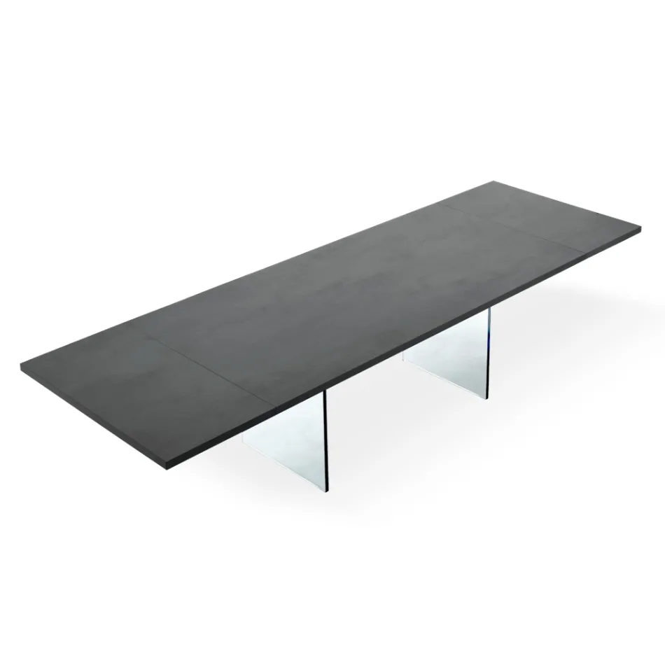 Mesa extensível moderna até 300 cm em laminado e vidro fabricado na Itália - Tear Viadurini