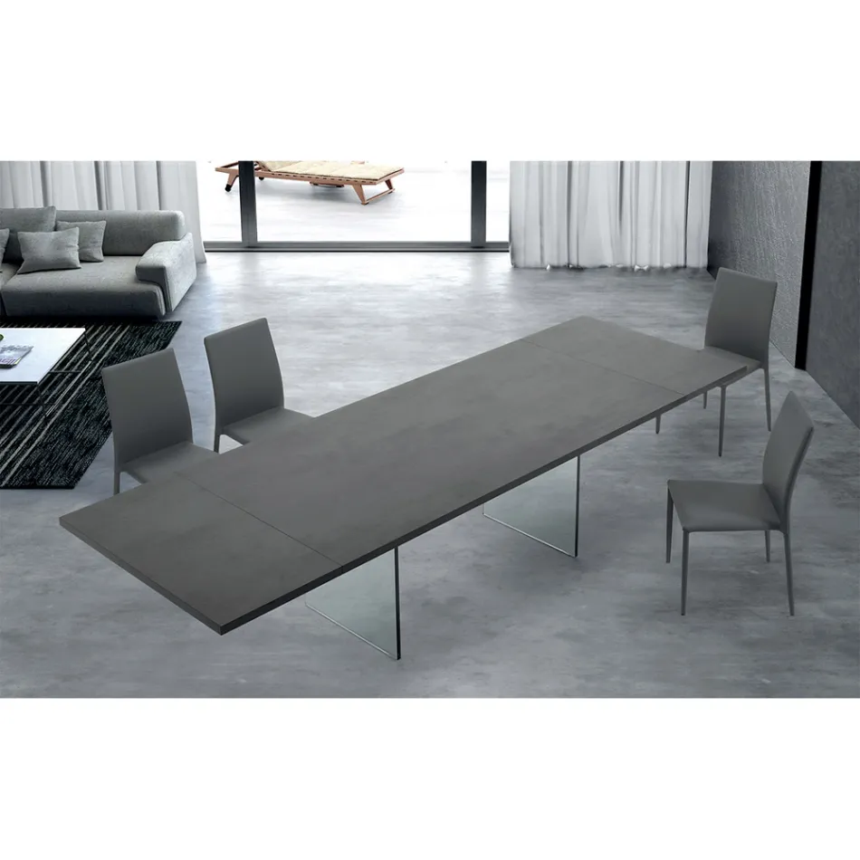 Mesa extensível moderna até 300 cm em laminado e vidro fabricado na Itália - Tear Viadurini