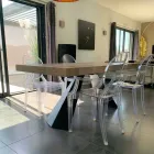 Mesa extensível moderna até 260/280 cm em madeira e metal - Téramo Viadurini