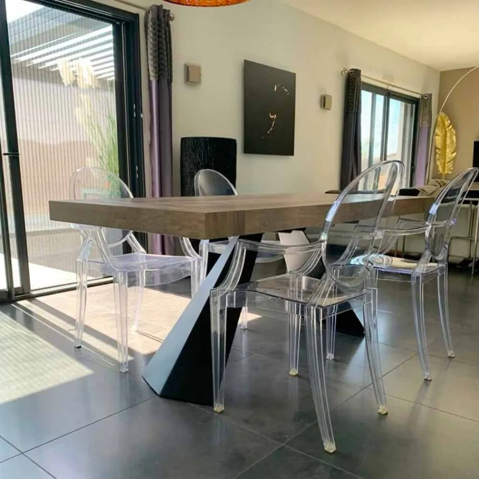 Mesa extensível moderna até 260/280 cm em madeira e metal - Téramo Viadurini