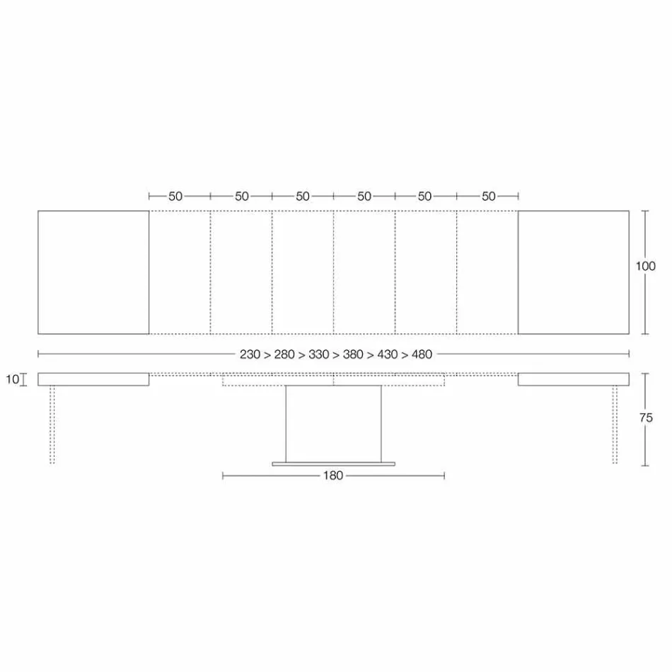 Mesa Extensível Moderna Até 480 cm em Madeira Made in Italy - Michael Viadurini