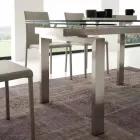 Mesa contemporânea em vidro temperado e aço Georgia Viadurini