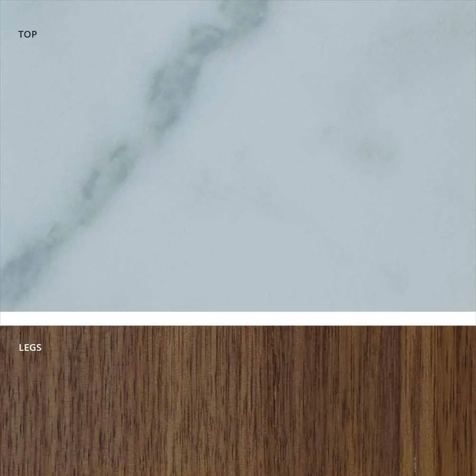 Mesa moderna com tampo de grés de mármore feito na Itália, Adrano Viadurini