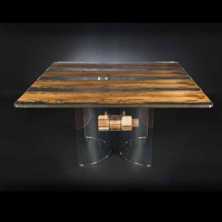 Modern em vidro veneziano e mesa de madeira Briccola Viadurini