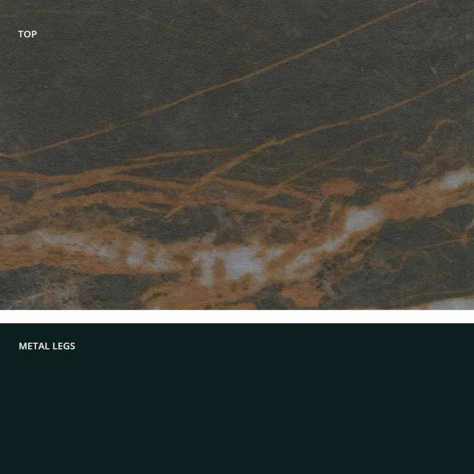 Modern vidro-cerâmica e mesa de metal feita na Itália, Dionigi Viadurini