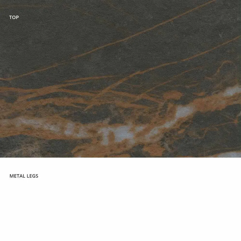 Modern vidro-cerâmica e mesa de metal feita na Itália, Dionigi Viadurini