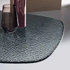 Mesa oval de 180x100 cm em vidro martelado fumê e metal - Domus Viadurini