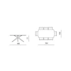 Mesa oval de 180x100 cm em vidro martelado fumê e metal - Domus Viadurini