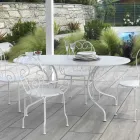 Mesa de jardim oval feita inteiramente de metal - Arquivo Viadurini