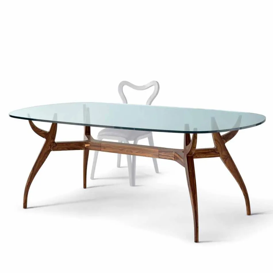 Mesa de jantar oval de madeira de design moderno, L197xP109 cm, Fraco Viadurini